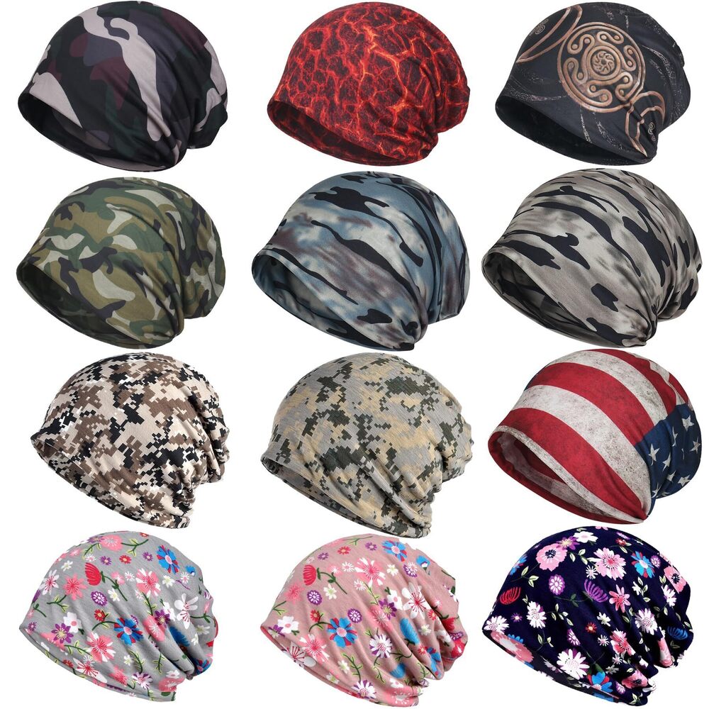 9229 Printed Stretch Slouchy Multi-Functional Headwear for Hats Beanie Cap